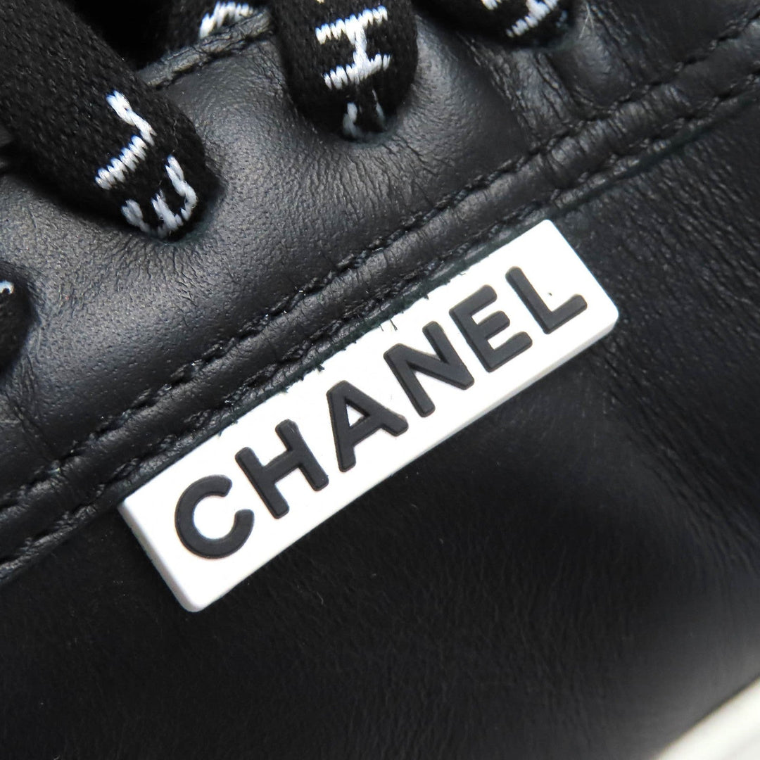 CHANEL Low cut sneakers G34085 Main: Leather Black White Women 36 Used Authentic