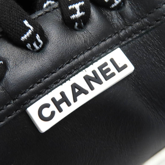 CHANEL Low cut sneakers G34085 Main: Leather Black White Women 36 Used Authentic