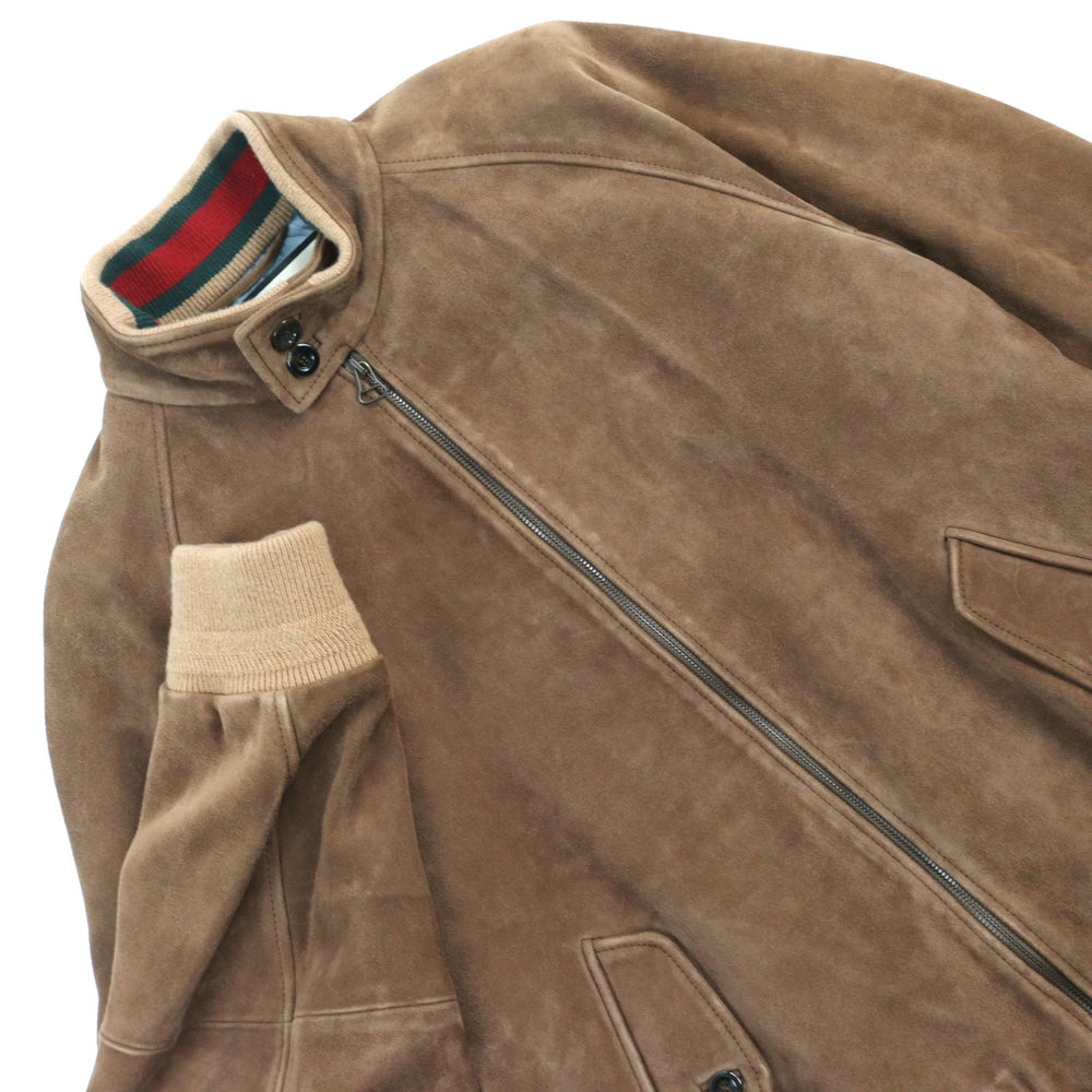 GUCCI Blouson 573544 Outer: goat leather, part: 94% wool, part: 5% nylon, part: 1% polyurethane, lining: 100% rayon Brown mens 46 Used Authentic
