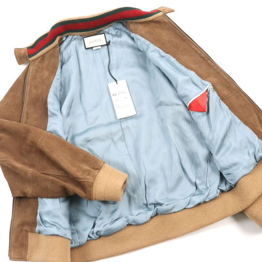 GUCCI Blouson 573544 Outer: goat leather, part: 94% wool, part: 5% nylon, part: 1% polyurethane, lining: 100% rayon Brown mens 46 Used Authentic