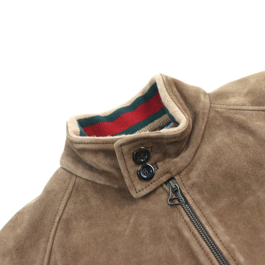 GUCCI Blouson 573544 Outer: goat leather, part: 94% wool, part: 5% nylon, part: 1% polyurethane, lining: 100% rayon Brown mens 46 Used Authentic