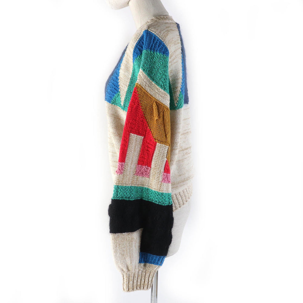 CHANEL knit 19A  P61670 Main: 67% cashmere, Main: 17% polyester, Main: 6% silk, Main: 5% mohair, Main: 3% polyamide Beige multicolor Women 38 Used Authentic