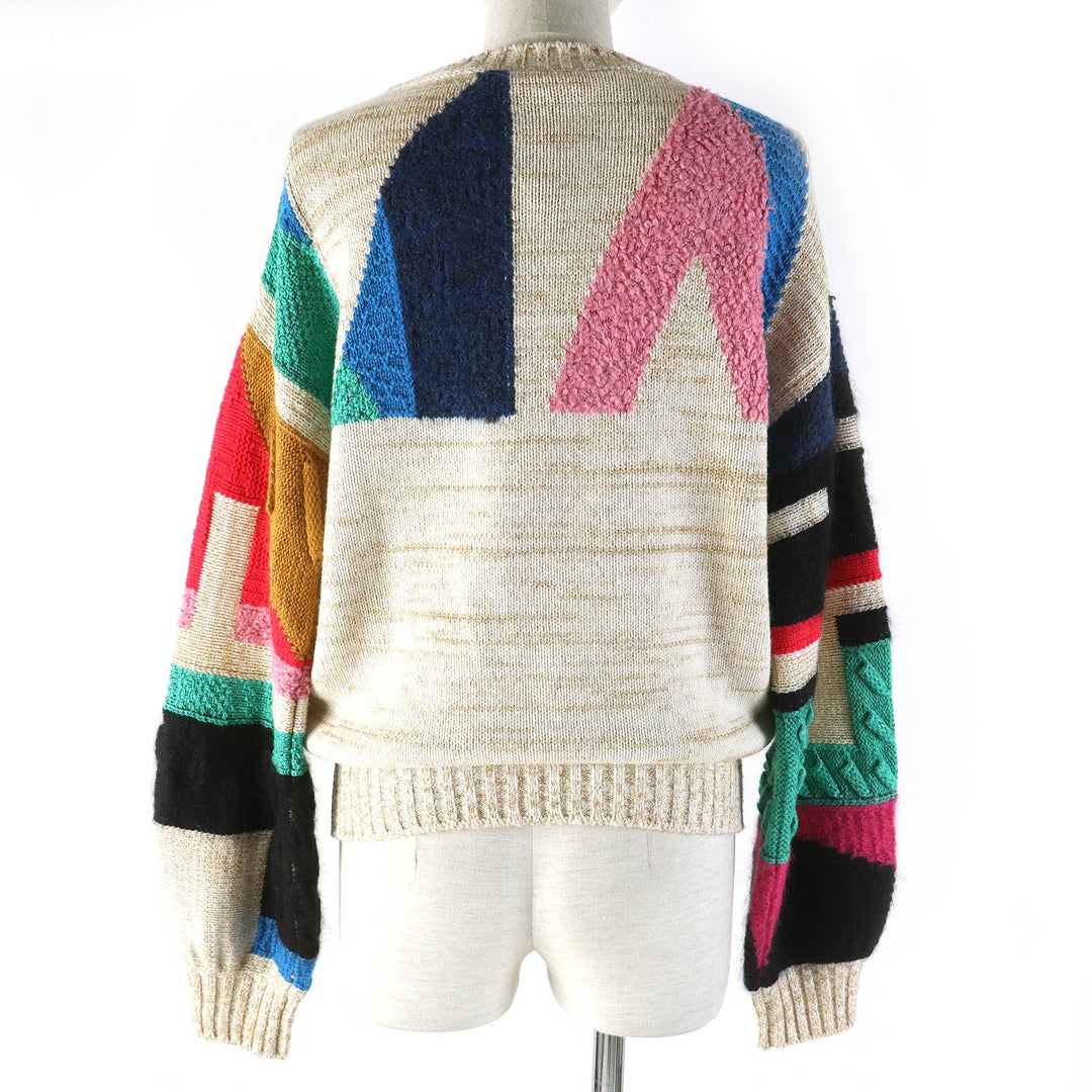 CHANEL knit 19A  P61670 Main: 67% cashmere, Main: 17% polyester, Main: 6% silk, Main: 5% mohair, Main: 3% polyamide Beige multicolor Women 38 Used Authentic