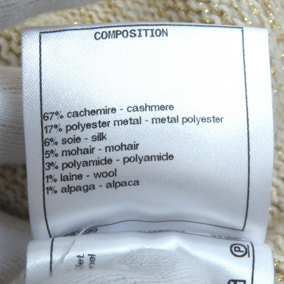 CHANEL knit 19A  P61670 Main: 67% cashmere, Main: 17% polyester, Main: 6% silk, Main: 5% mohair, Main: 3% polyamide Beige multicolor Women 38 Used Authentic