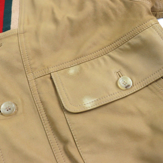 GUCCI Blouson 567428 Outer: goat leather, part: 88% wool, part: 10% nylon, part: 2% polyurethane, lining: 68% rayon Camel type mens 46 Used Authentic