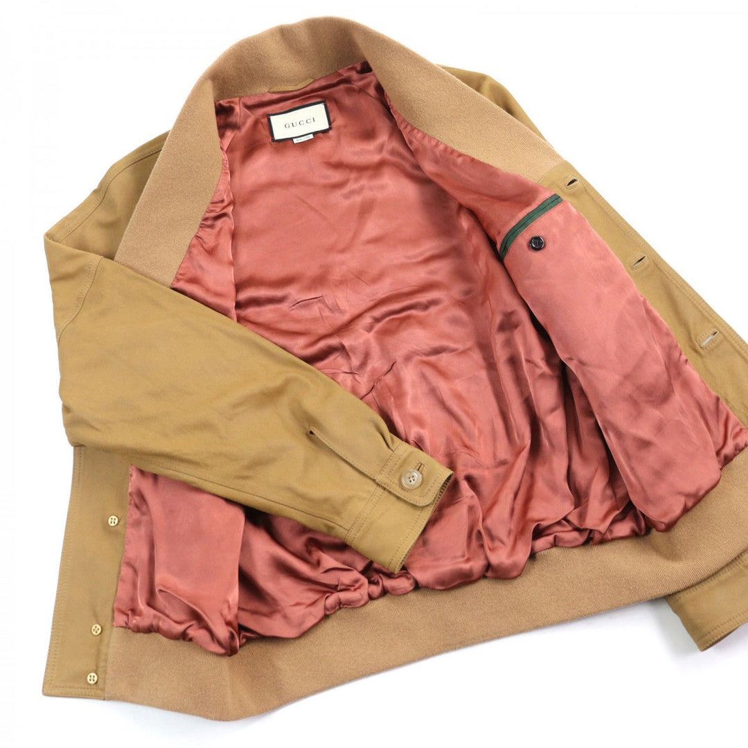 GUCCI Blouson 567428 Outer: goat leather, part: 88% wool, part: 10% nylon, part: 2% polyurethane, lining: 68% rayon Camel type mens 46 Used Authentic