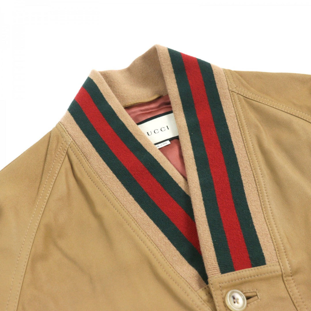 GUCCI Blouson 567428 Outer: goat leather, part: 88% wool, part: 10% nylon, part: 2% polyurethane, lining: 68% rayon Camel type mens 46 Used Authentic