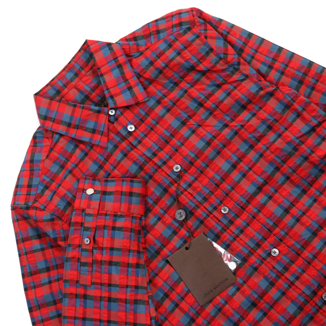LOUIS VUITTON Long sleeve shirt H4SH10SNP Main: 100% silk Red type mens XS Used Authentic