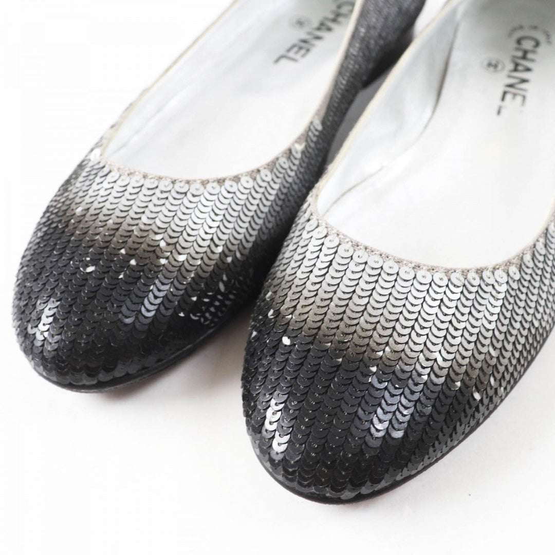 CHANEL pumps G26326 Main: Canvas, Main: Sequins Black Silver Women 38 Used Authentic