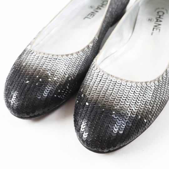 CHANEL pumps G26326 Main: Canvas, Main: Sequins Black Silver Women 38 Used Authentic