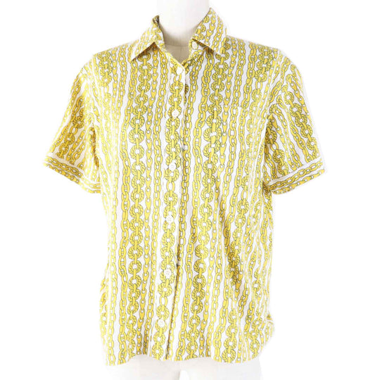 CELINE Short sleeve shirt Main: 100% cotton Yellow white Women 40 Used Authentic