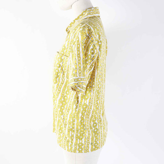 CELINE Short sleeve shirt Main: 100% cotton Yellow white Women 40 Used Authentic