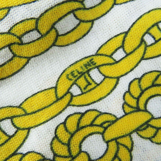CELINE Short sleeve shirt Main: 100% cotton Yellow white Women 40 Used Authentic