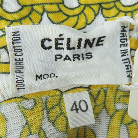 CELINE Short sleeve shirt Main: 100% cotton Yellow white Women 40 Used Authentic