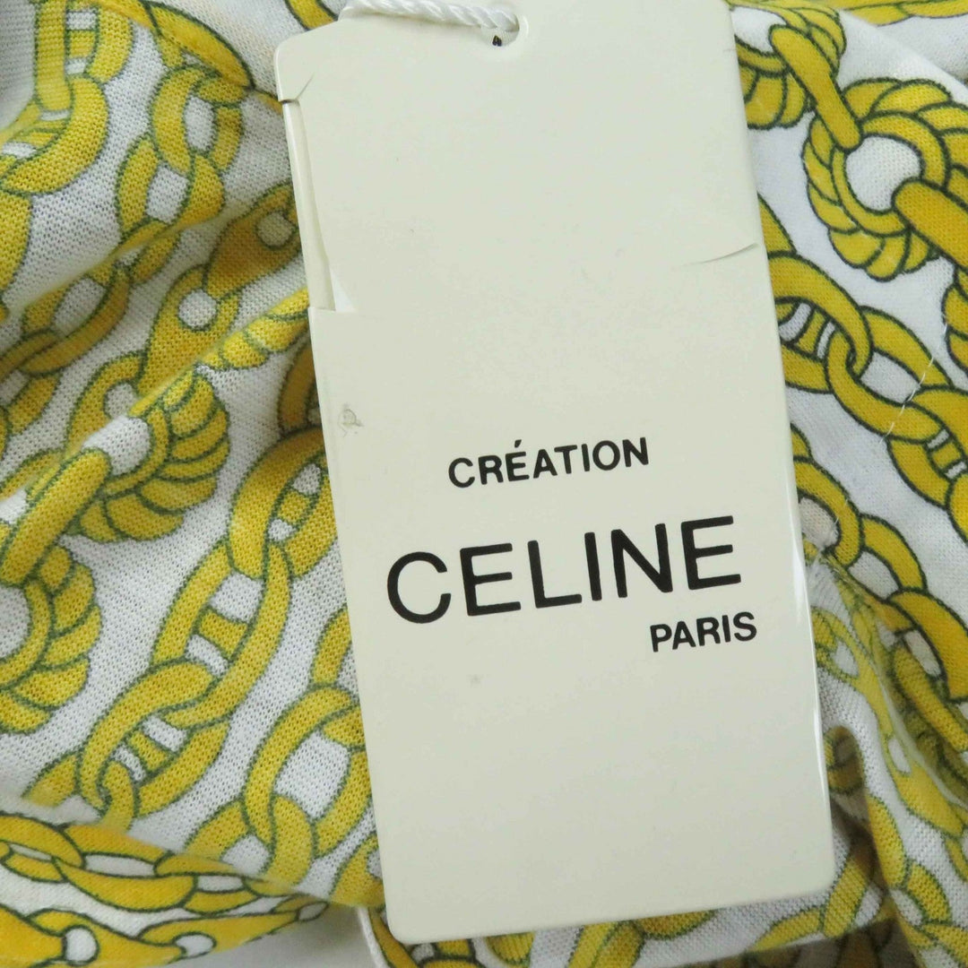 CELINE Short sleeve shirt Main: 100% cotton Yellow white Women 40 Used Authentic