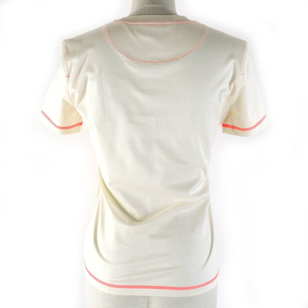 HERMES Short sleeve T-shirt 2H4616DH Main: 100% cotton Light Beige Neon Orange Jungle love Women 34 Used Authentic