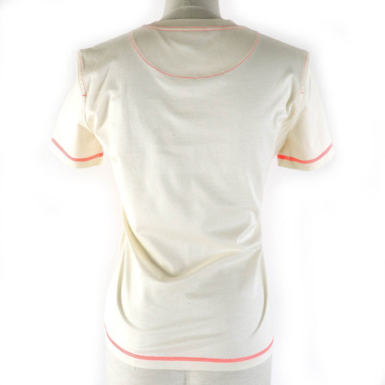 HERMES Short sleeve T-shirt 2H4616DH Main: 100% cotton Light Beige Neon Orange Jungle love Women 34 Used Authentic