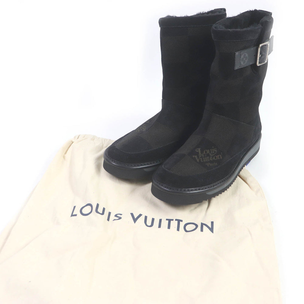 LOUIS VUITTON boots Main: Suede leather black mens 8 Used Authentic