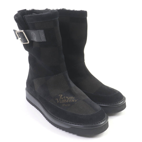 LOUIS VUITTON boots Main: Suede leather black mens 8 Used Authentic