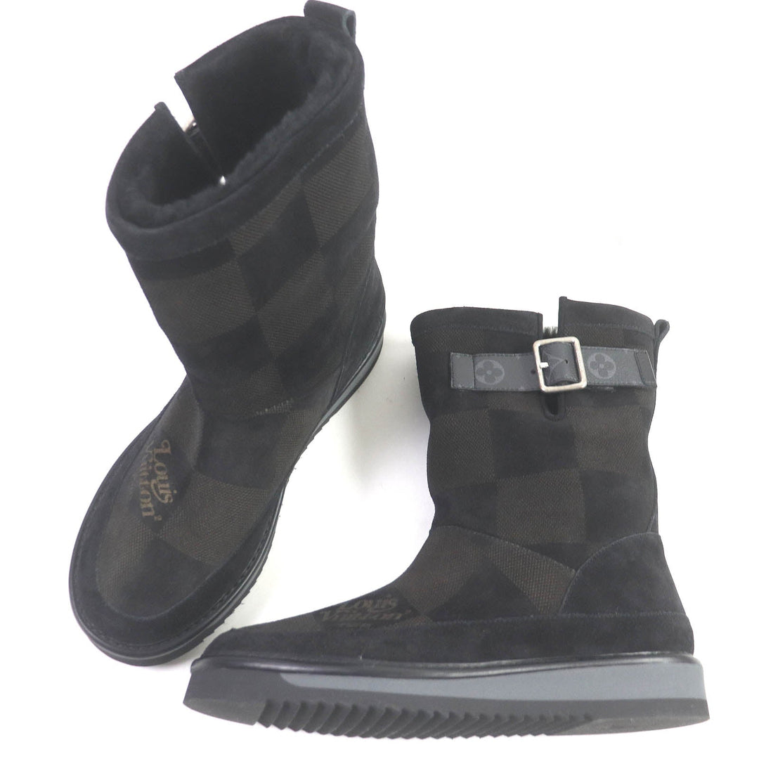 LOUIS VUITTON boots Main: Suede leather black mens 8 Used Authentic