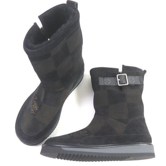 LOUIS VUITTON boots Main: Suede leather black mens 8 Used Authentic