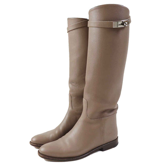 HERMES Knee-high boots Main: Leather beige Women 36 Used Authentic