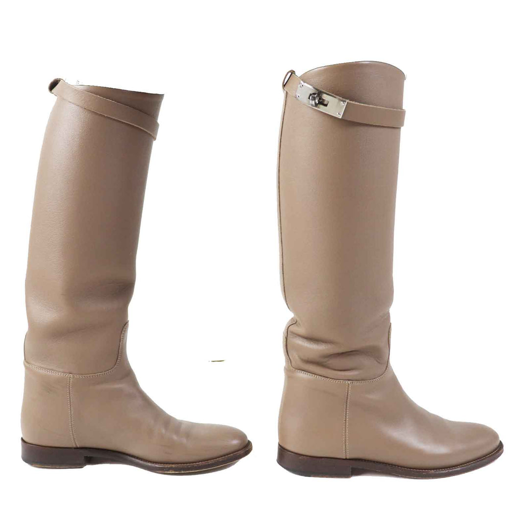 HERMES Knee-high boots Main: Leather beige Women 36 Used Authentic
