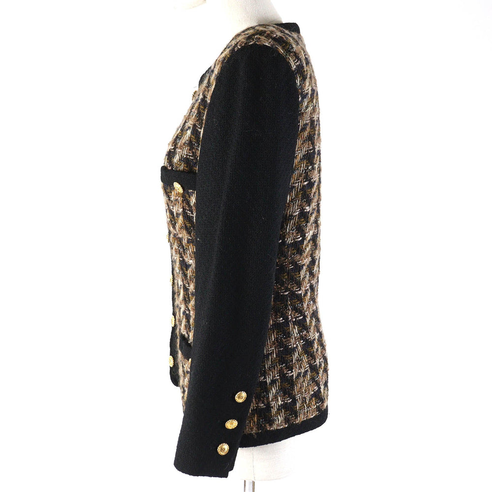 CHANEL Jacket Outer: 93% wool, Outer: 7% acrylic, Lining: 100% silk Black Brown type Women 36 Used Authentic