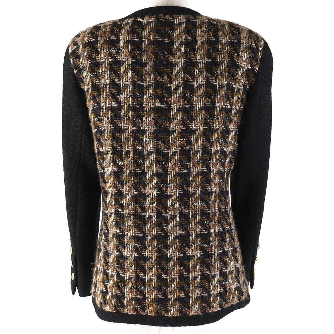 CHANEL Jacket Outer: 93% wool, Outer: 7% acrylic, Lining: 100% silk Black Brown type Women 36 Used Authentic