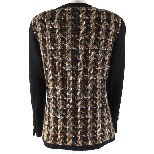 CHANEL Jacket Outer: 93% wool, Outer: 7% acrylic, Lining: 100% silk Black Brown type Women 36 Used Authentic