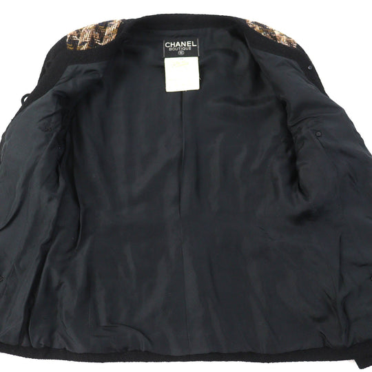 CHANEL Jacket Outer: 93% wool, Outer: 7% acrylic, Lining: 100% silk Black Brown type Women 36 Used Authentic