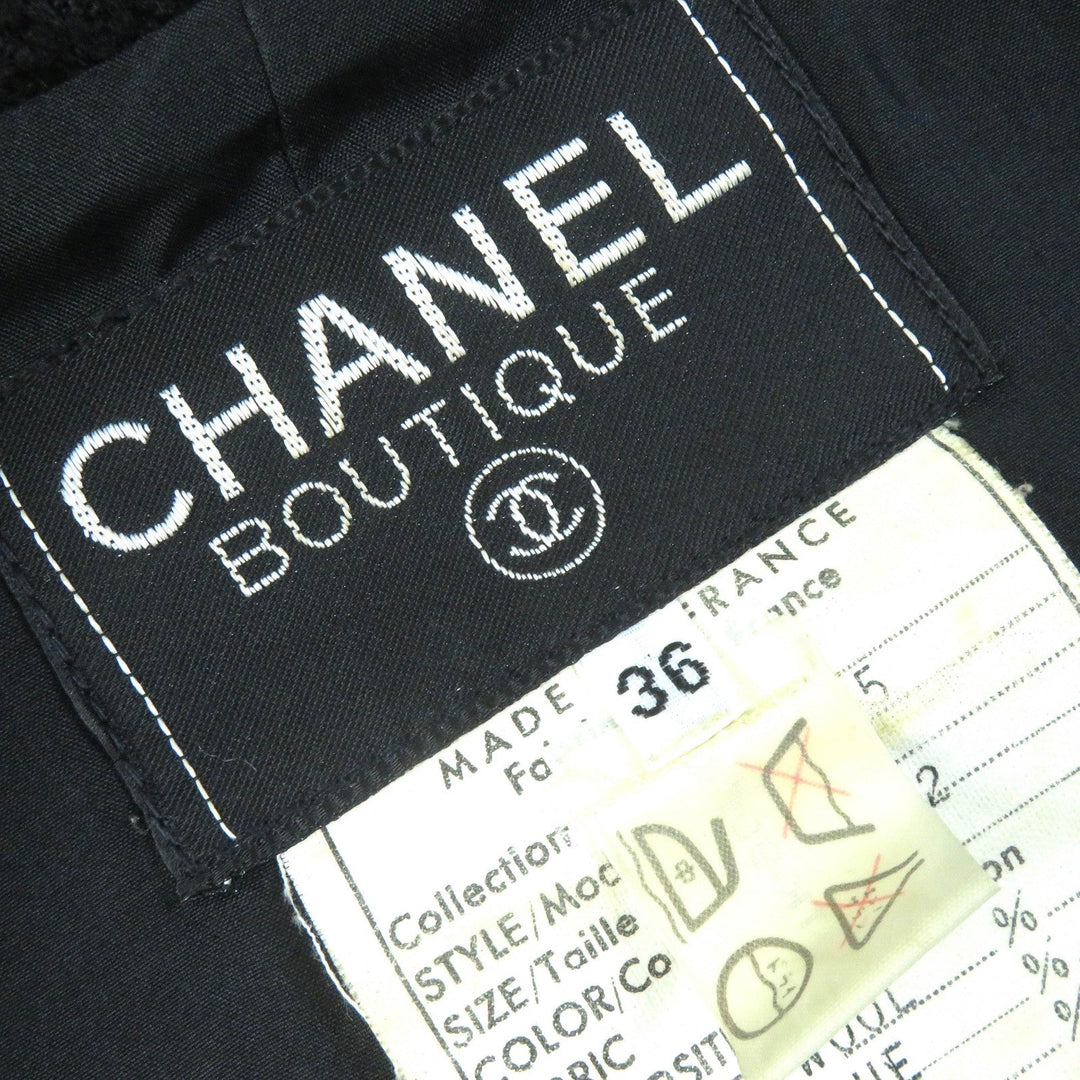 CHANEL Jacket Outer: 93% wool, Outer: 7% acrylic, Lining: 100% silk Black Brown type Women 36 Used Authentic