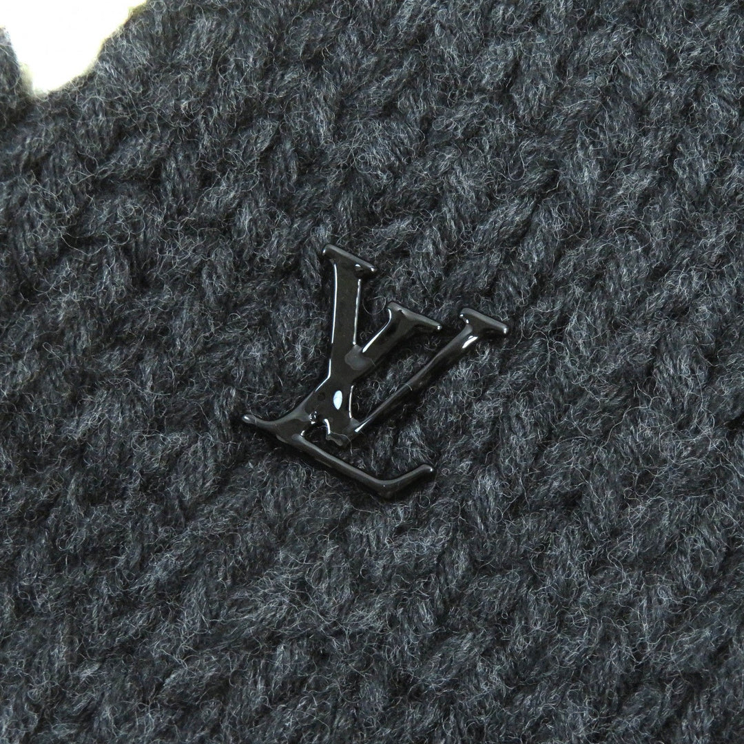 LOUIS VUITTON knit Main: 100% wool Ivory black LV Flame Intarsia mens L Used Authentic
