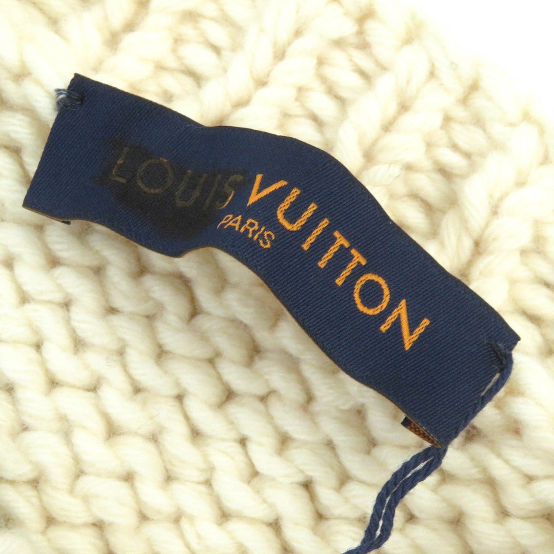 LOUIS VUITTON knit Main: 100% wool Ivory black LV Flame Intarsia mens L Used Authentic