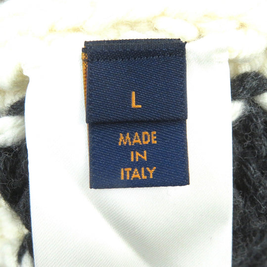 LOUIS VUITTON knit Main: 100% wool Ivory black LV Flame Intarsia mens L Used Authentic