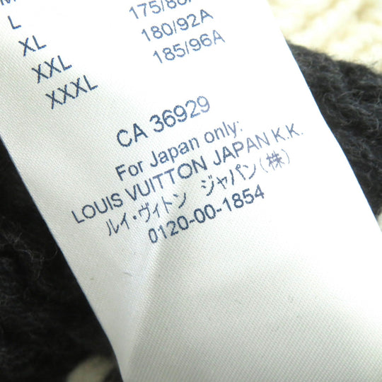 LOUIS VUITTON knit Main: 100% wool Ivory black LV Flame Intarsia mens L Used Authentic