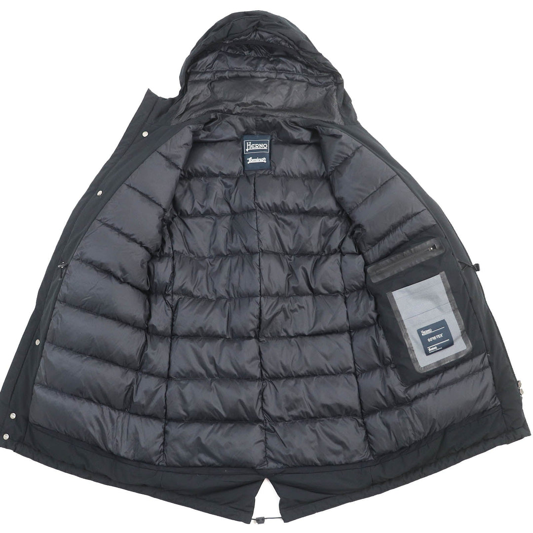 Herno Down jacket PI091UL Outer: 100% polyester, Lining: 100% polyamide (nylon), Part: 72% polyamide (nylon), Part: 28% elastane (polyurethane), Part: 85% nylon black Laminar mens 46 Used Authentic