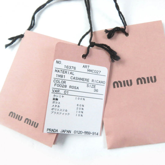MIUMIU cardigan MMC027 Main: 100% cashmere, some: glass, some: metal pink Women 36 Used Authentic