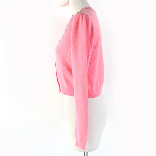 MIUMIU cardigan MMC027 Main: 100% cashmere, some: glass, some: metal pink Women 36 Used Authentic
