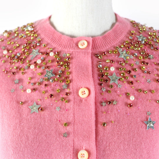 MIUMIU cardigan MMC027 Main: 100% cashmere, some: glass, some: metal pink Women 36 Used Authentic