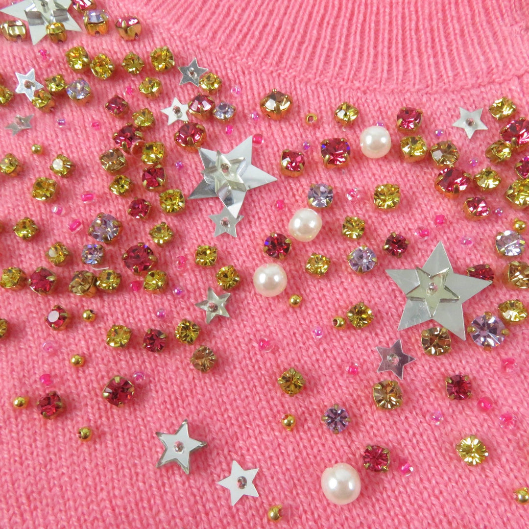 MIUMIU cardigan MMC027 Main: 100% cashmere, some: glass, some: metal pink Women 36 Used Authentic