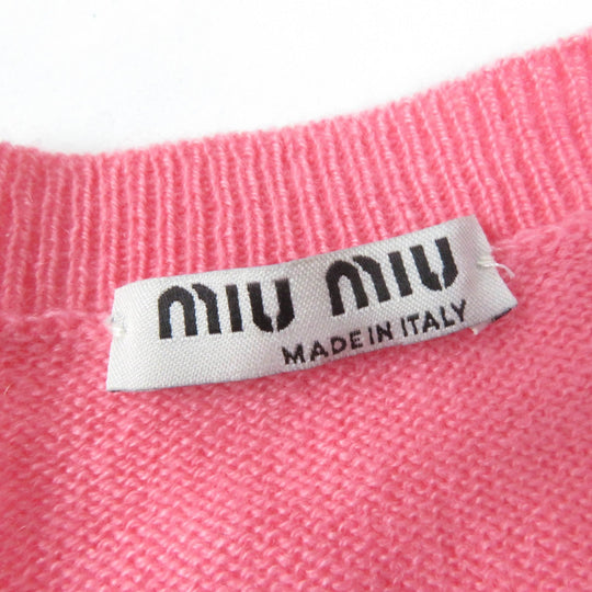 MIUMIU cardigan MMC027 Main: 100% cashmere, some: glass, some: metal pink Women 36 Used Authentic