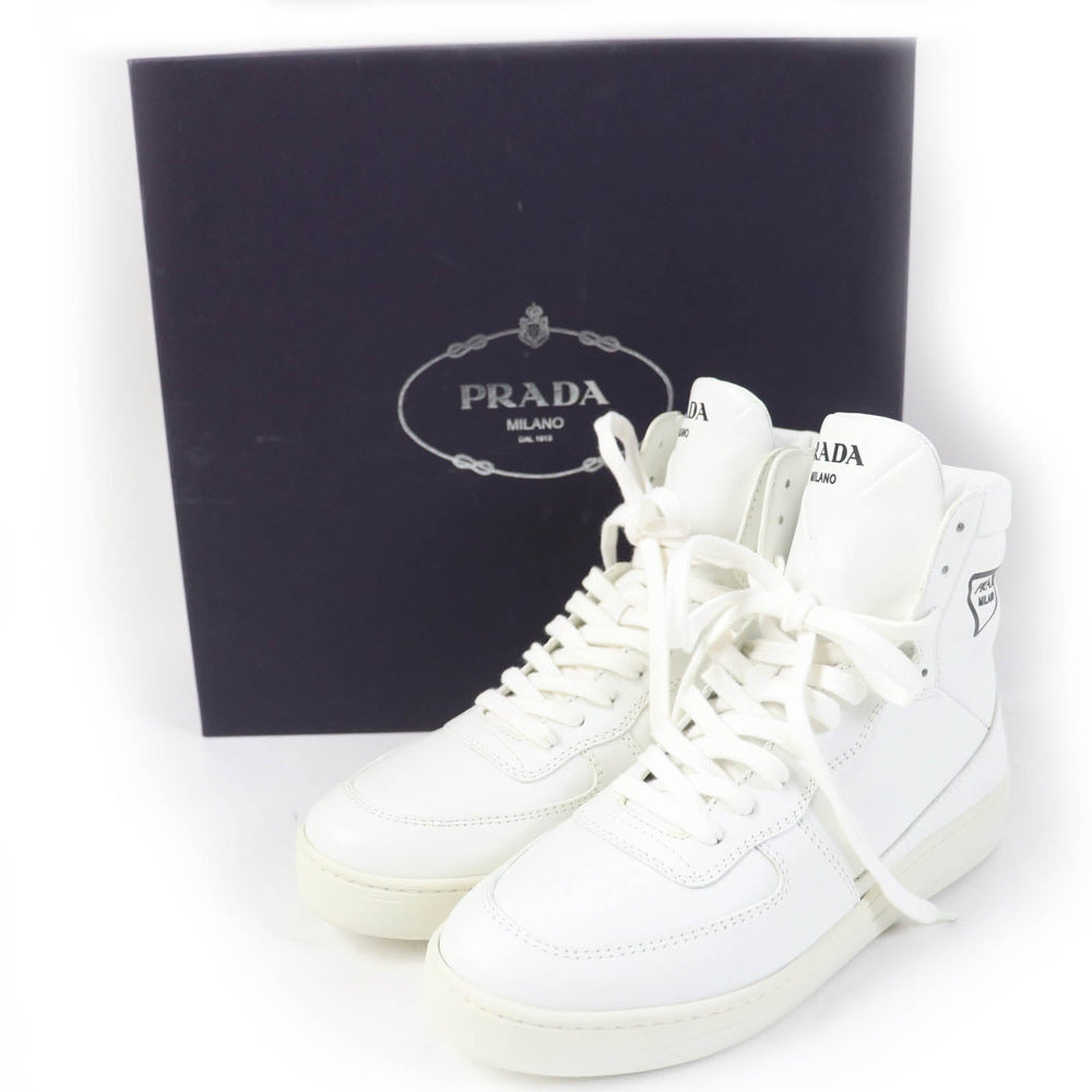 PRADA High cut sneakers 1T638M Main: Leather white Women 37 1/2 Used Authentic