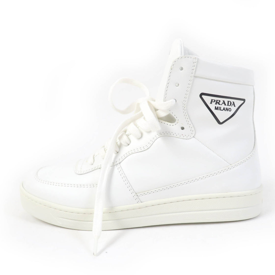 PRADA High cut sneakers 1T638M Main: Leather white Women 37 1/2 Used Authentic