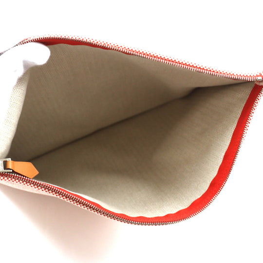 HERMES Pouch H103608M Main: Cotton cognac H tissage Women Used Authentic