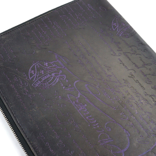 Berluti Clutch bag Main: Scritto leather Gray Purple type Nino GM mens Used Authentic