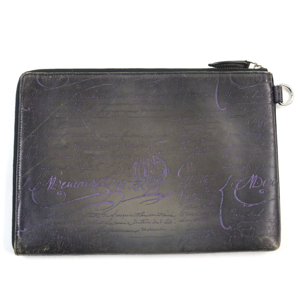 Berluti Clutch bag Main: Scritto leather Gray Purple type Nino GM mens Used Authentic