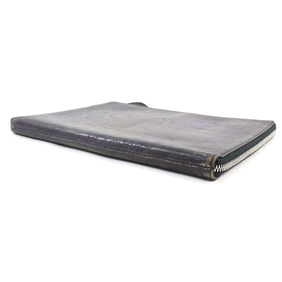 Berluti Clutch bag Main: Scritto leather Gray Purple type Nino GM mens Used Authentic