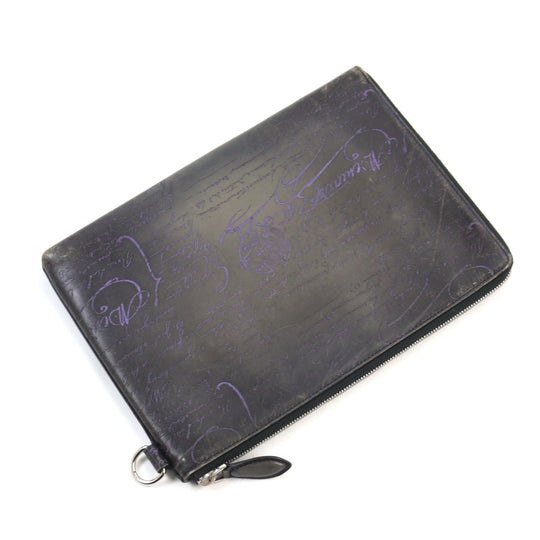 Berluti Clutch bag Main: Scritto leather Gray Purple type Nino GM mens Used Authentic