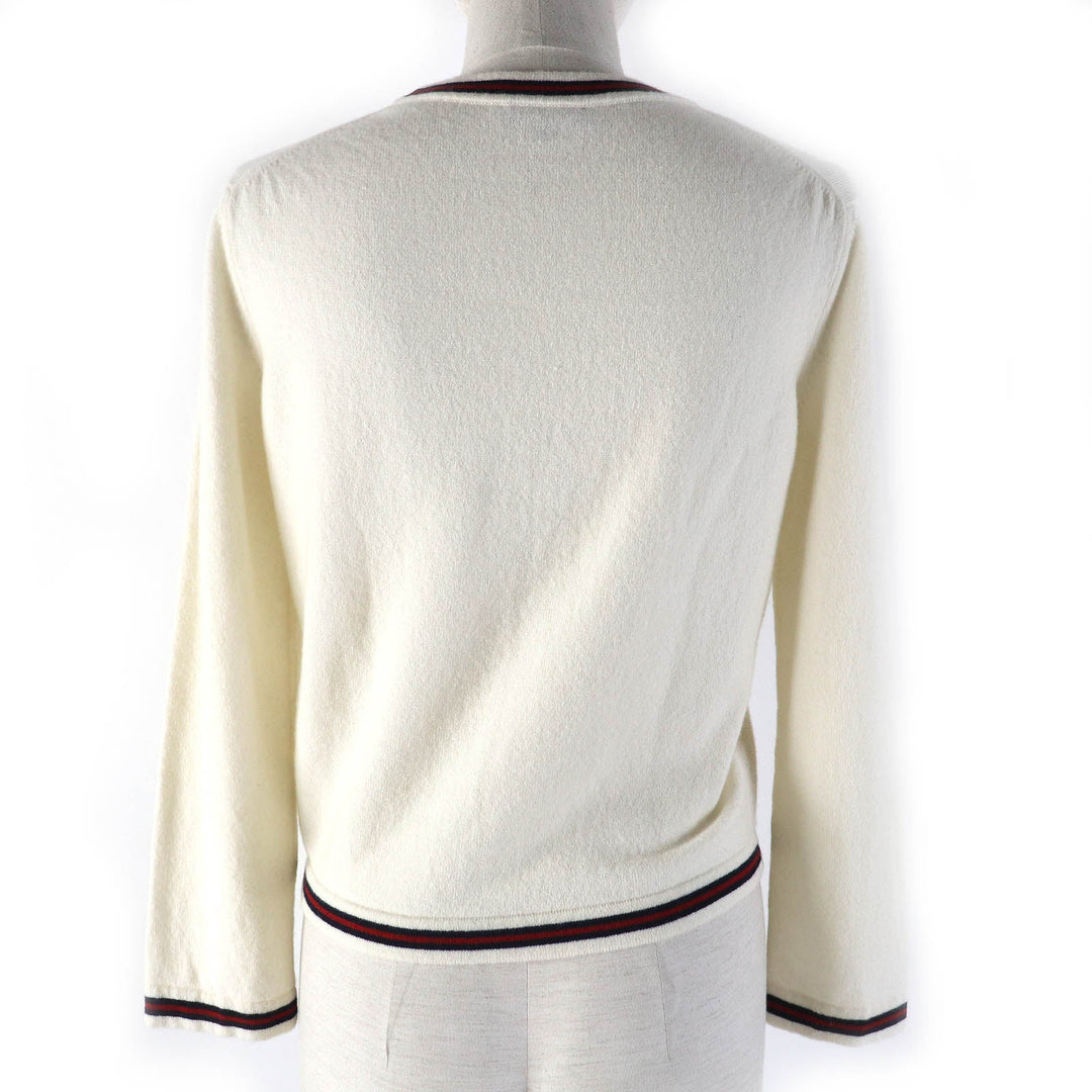 CHANEL knit P70307K10000 Main: 100% cashmere Ivory red navy No5 Women 38 Used Authentic
